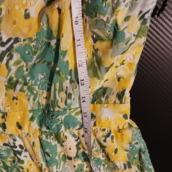 New‎ Kensie Dresses Womens Mini Eyelet Fit & Flare Dress Citron Multi Size 6 - Picture 11 of 12